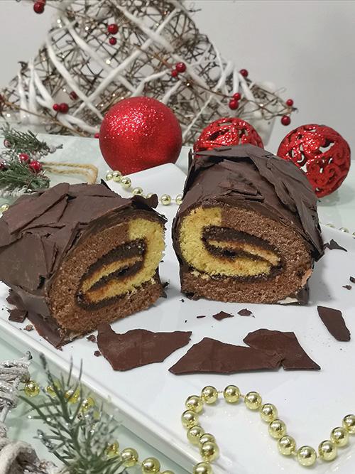 Tronco de Navidad de chocolate y nutella