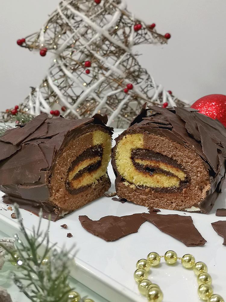 Tronco de Navidad de chocolate y nutella