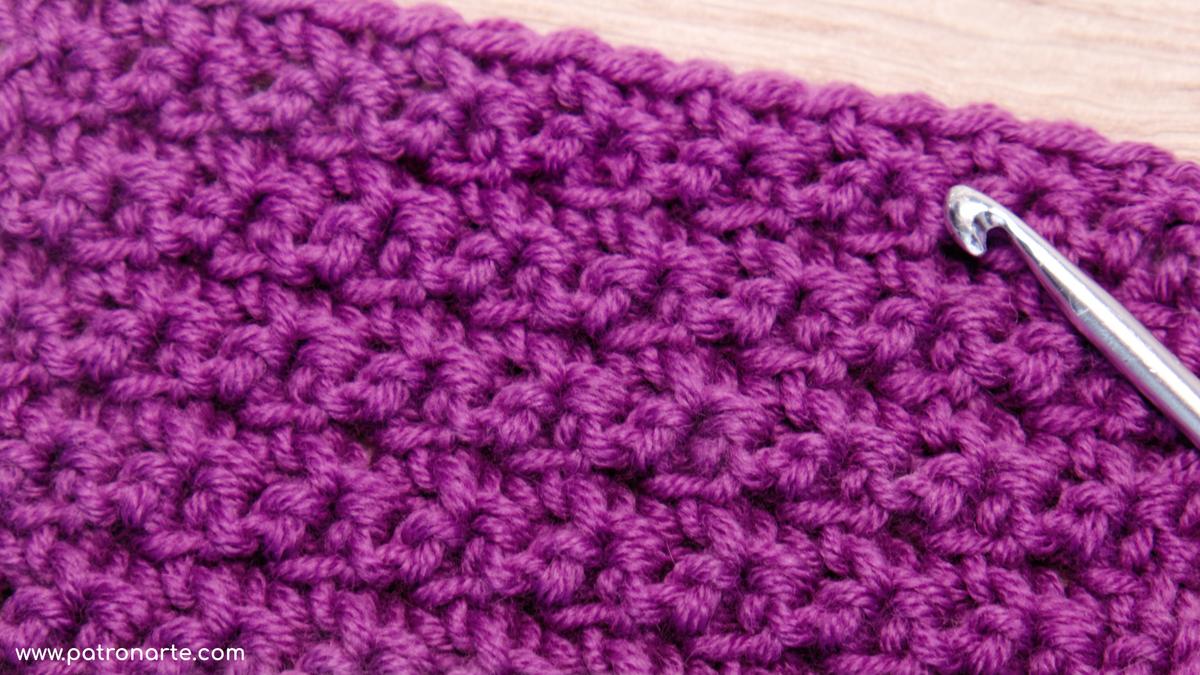 Patrón Punto Arroz Doble de Crochet Ganchillo Punto Reversible