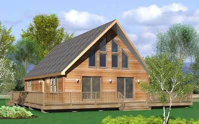 Casas tradicionales con techo a dos aguas