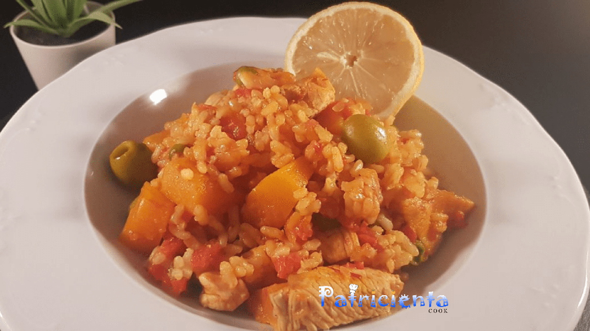 Arroz con pollo y calabaza