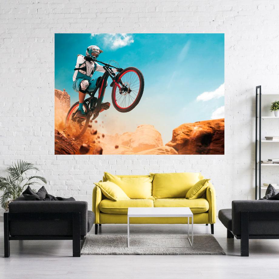 Cuadro ciclista saltando