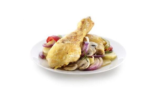 pollo al vapor en horno con setas