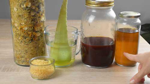 ingredientes para la crema nautral casera con 3 ingredientes de aloe vera