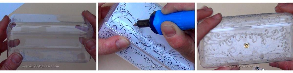 Técnica de pirografiado en plástico - reciclando caja de bombones