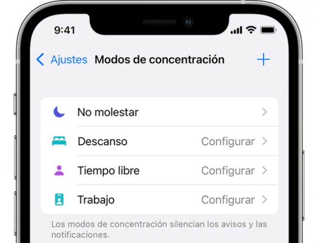 Modos de concentración en iOS