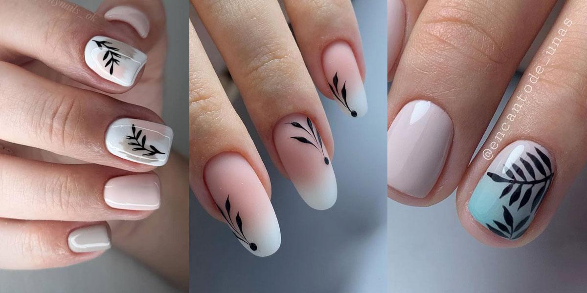 tendencias de uñas decoración hojas