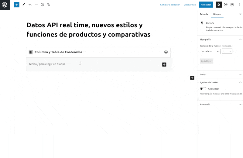Fichas de productos - Wasabi Theme