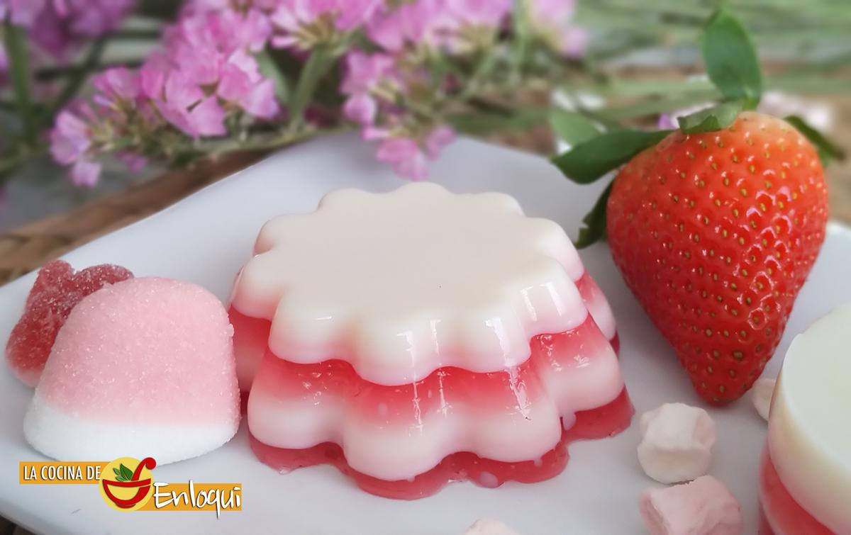 Gelatina de fresa y leche condensada