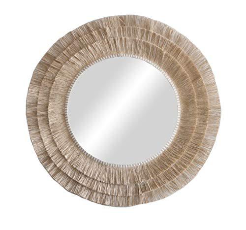 Espejo de flecos de yute natural artesanal decoración pared - Mirror Jute III