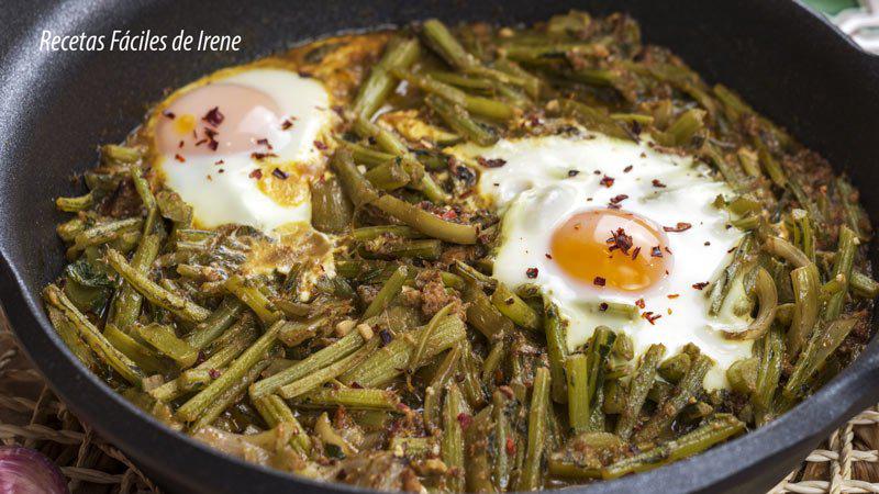 receta de tagarninas esparragadas con huevo o cardillos esparragados