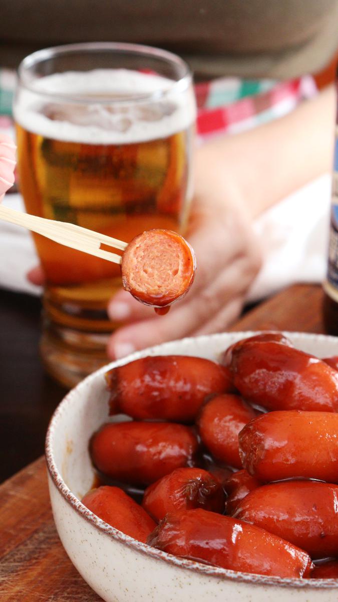 salchichas barbacoa bbq cerveza