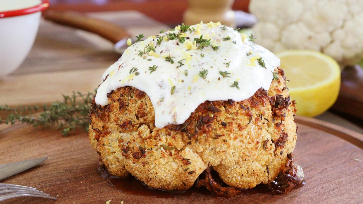 coliflor al horno entero