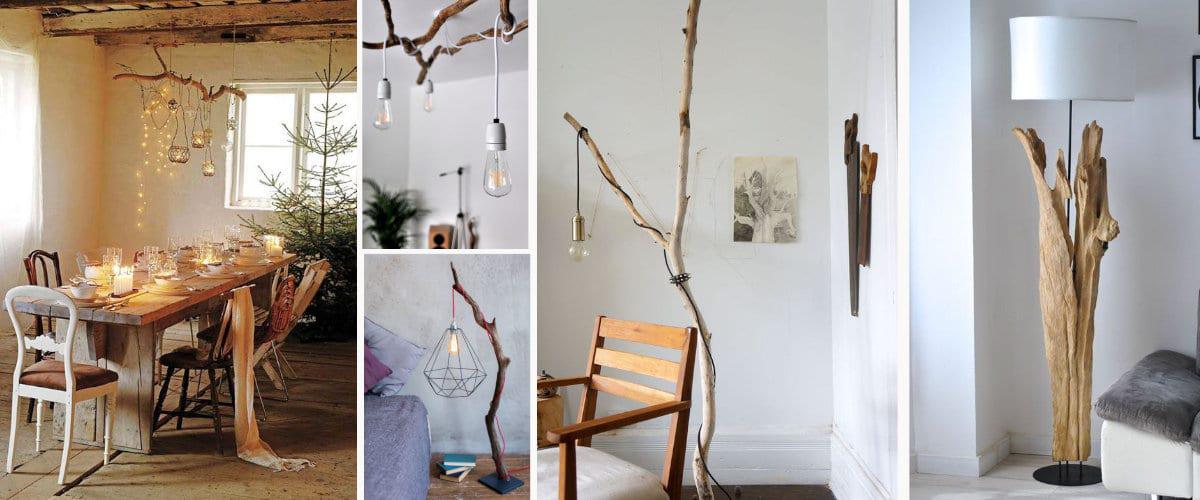 Crea lámparas a partir de ramas y troncos