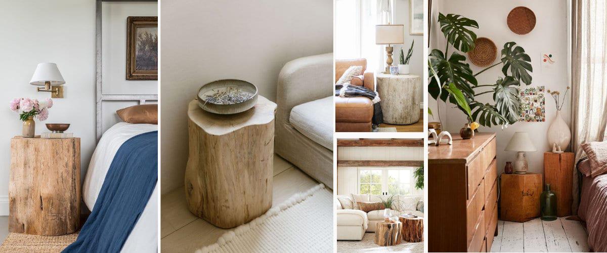 Troncos como mesa auxiliar