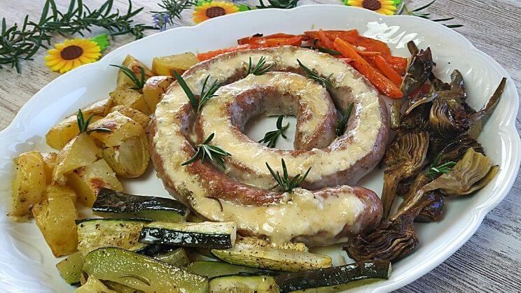 Butifarra al horno con queso gorgonzola
