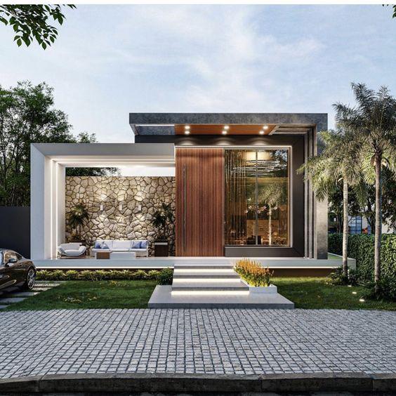 Fachada con doble altura