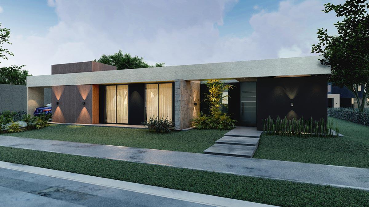 Fachadas de casas de una planta modernas