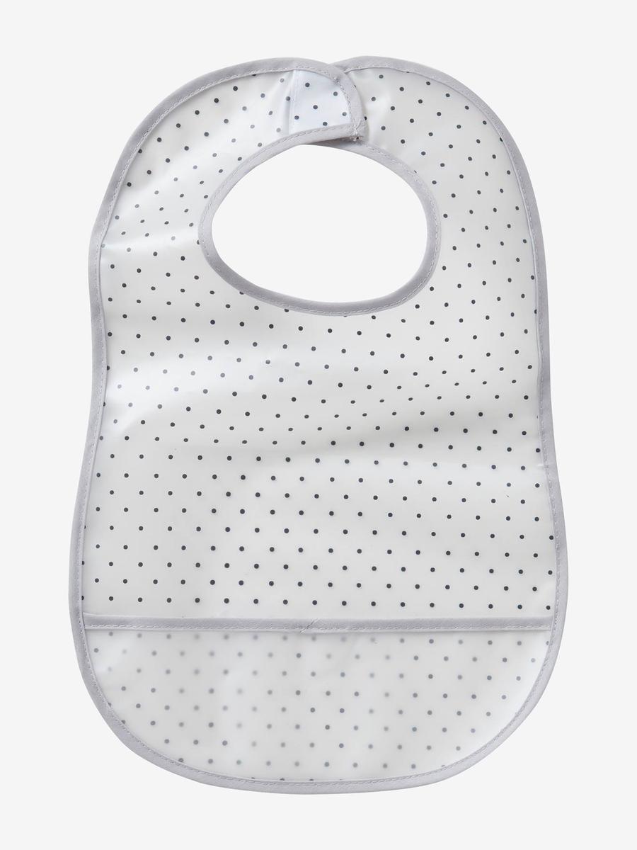 Lote de 3 baberos plastificados con recuperador BLANCO CLARO LISO CON MOTIVOS 