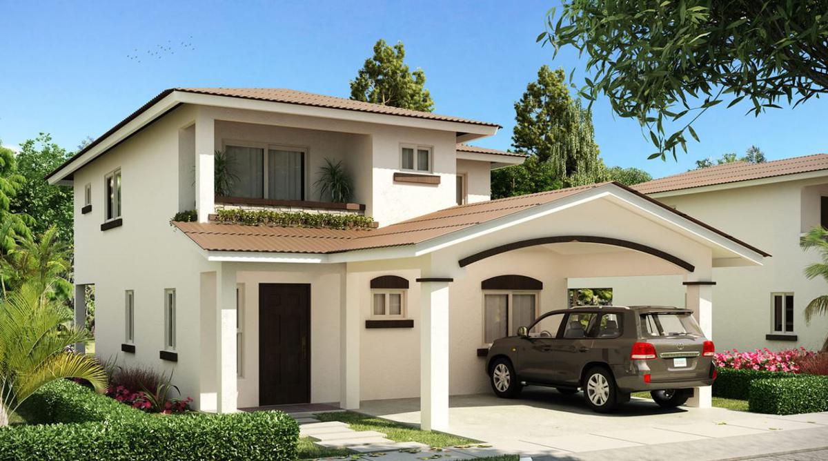 Casas a con techo a varias aguas con cochera