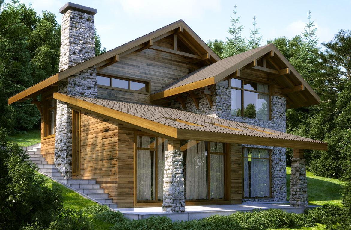 Fachadas de casas con techos a varias aguas