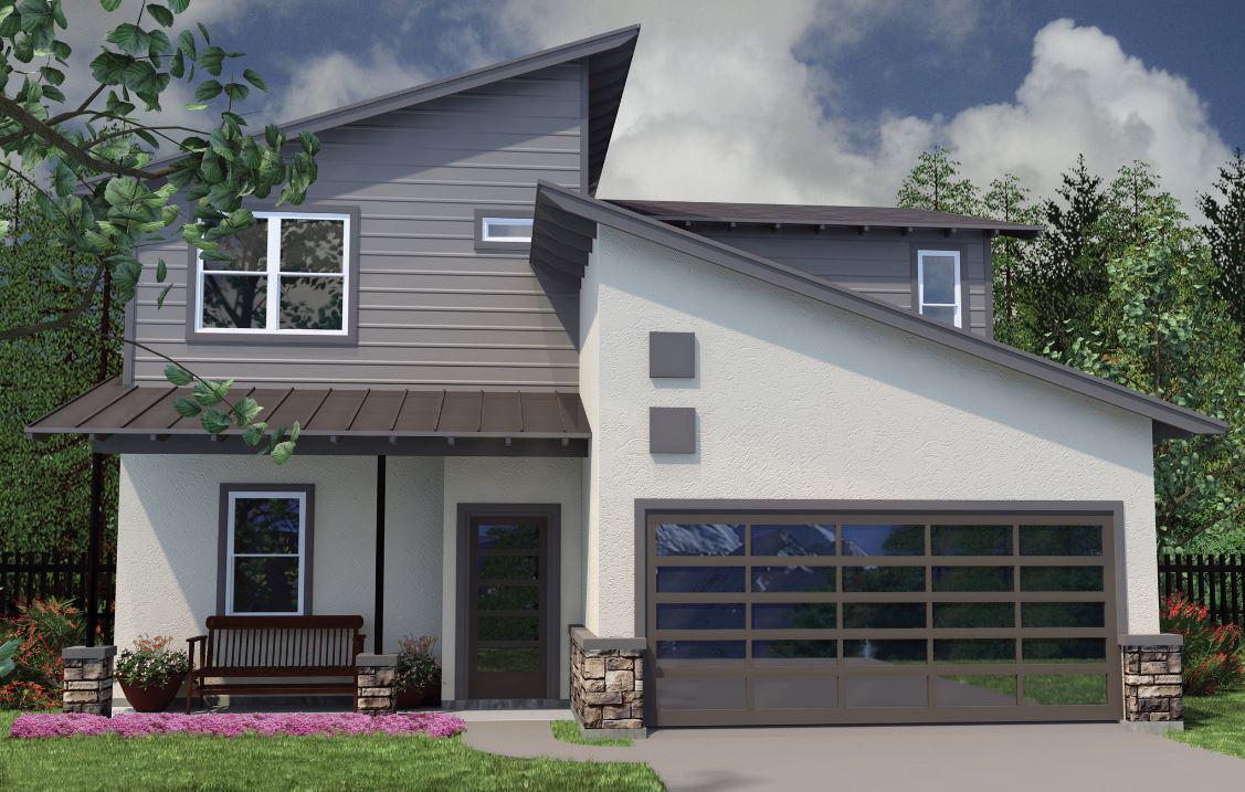 Fachadas de casas con techos a varias aguas