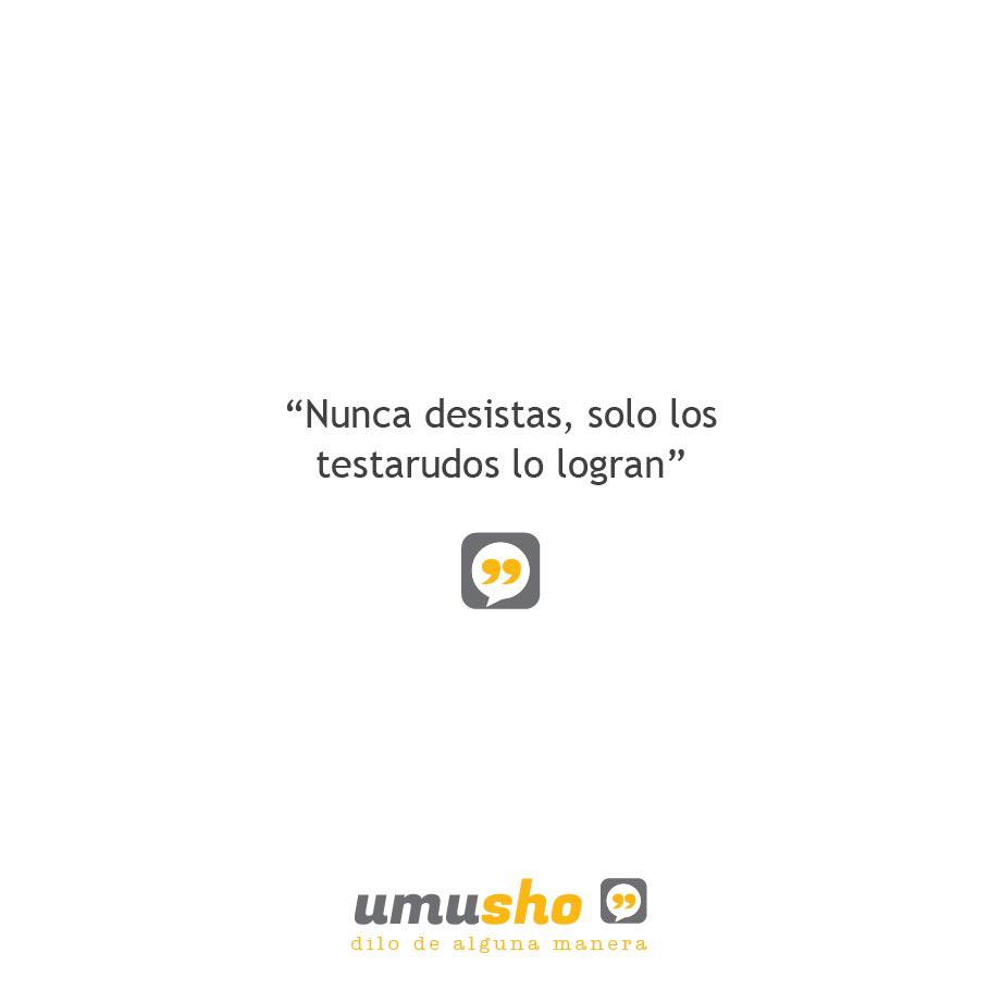 Nunca desistas, solo los testarudos lo logran.