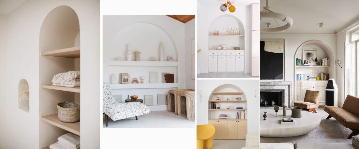 Hornacinas como estantería en el salón
