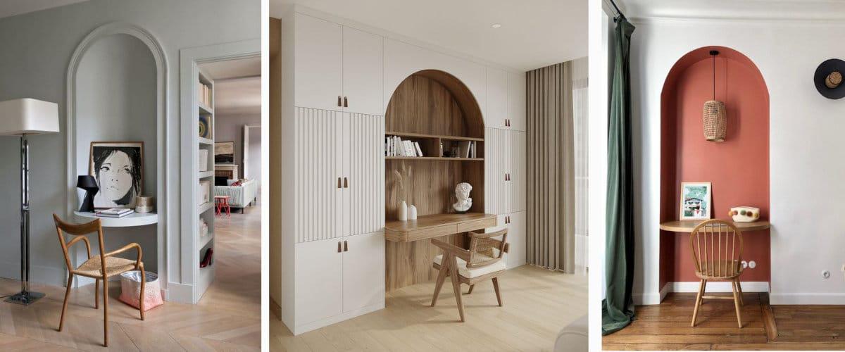 Integra un escritorio en la hornacina