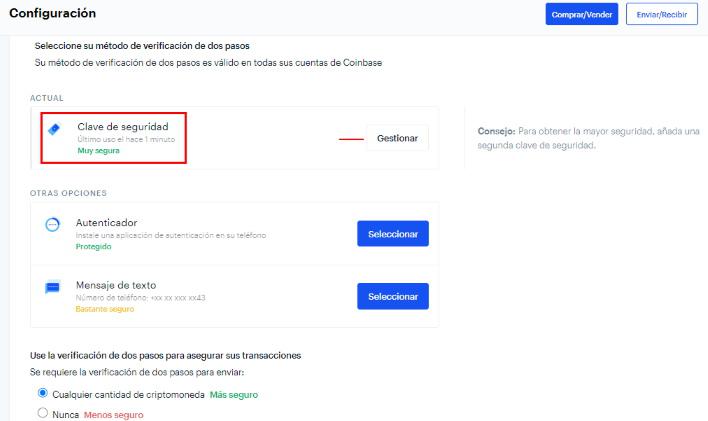 activar la yubikey en coinbase