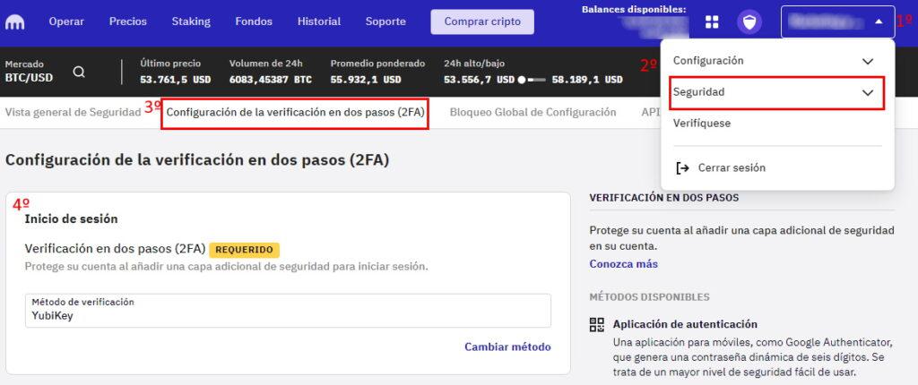 activar la yubikey en kraken