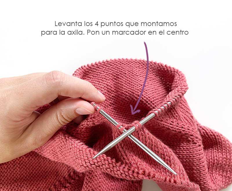 Como tejer la rebeca de punto SANDÍA - Patrón y Tutorial- Levanta los puntos de la sisa