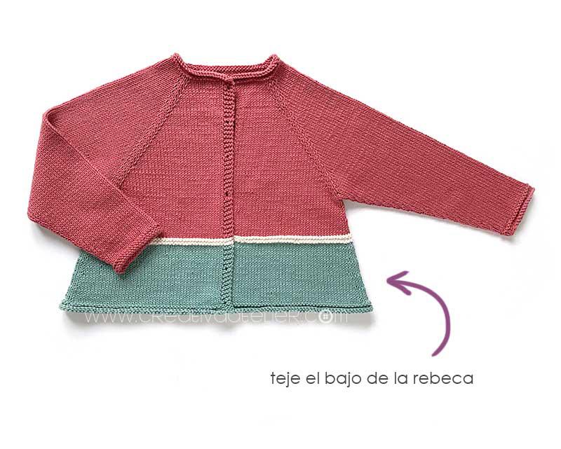 Como tejer la rebeca de punto SANDÍA - Patrón y Tutorial- Teje el bajo de la rebeca