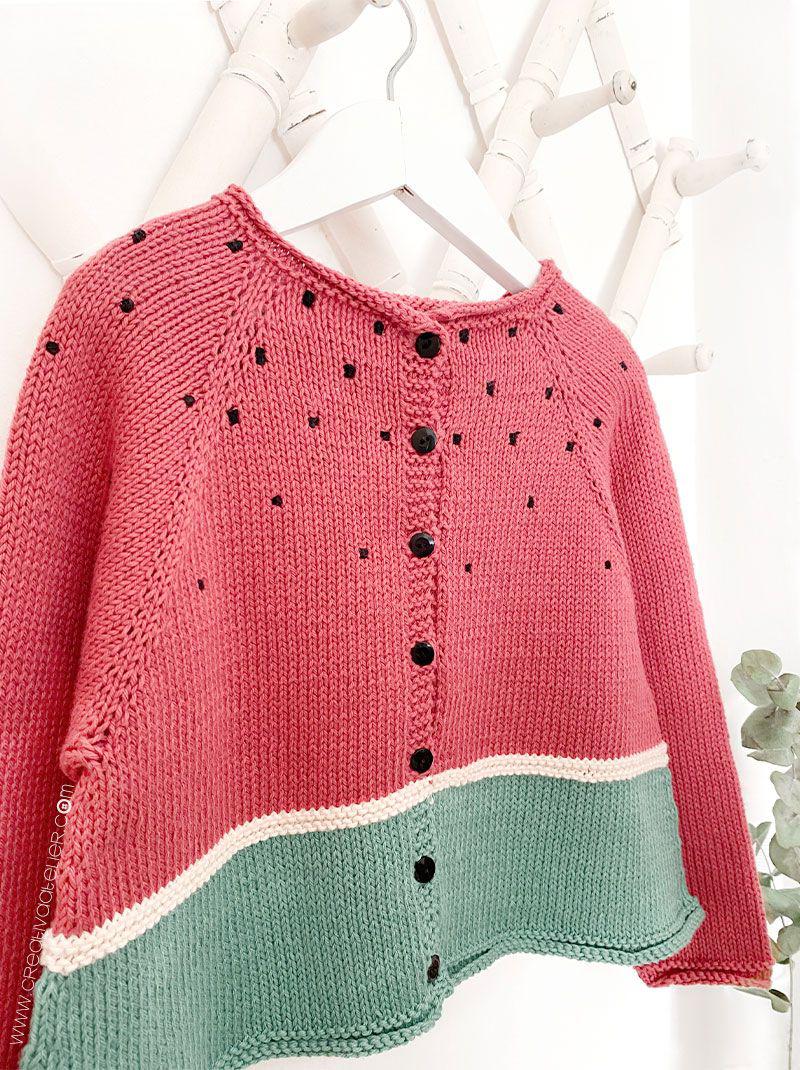 Como tejer la rebeca de punto SANDÍA - Patrón y Tutorial- borda las pepitas 2