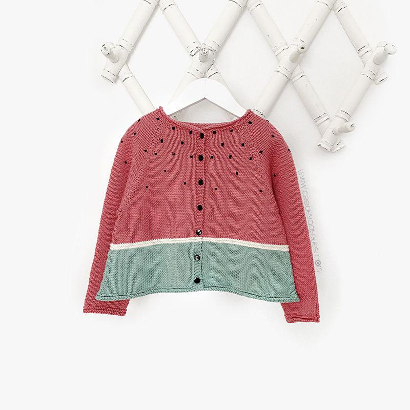 Como tejer la rebeca de punto SANDÍA - Patrón y Tutorial- Resultado final