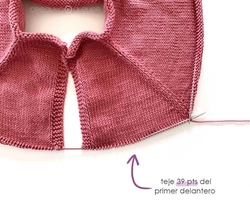 Como tejer la rebeca de punto SANDÍA - Patrón y Tutorial - Separa los puntos del delantero