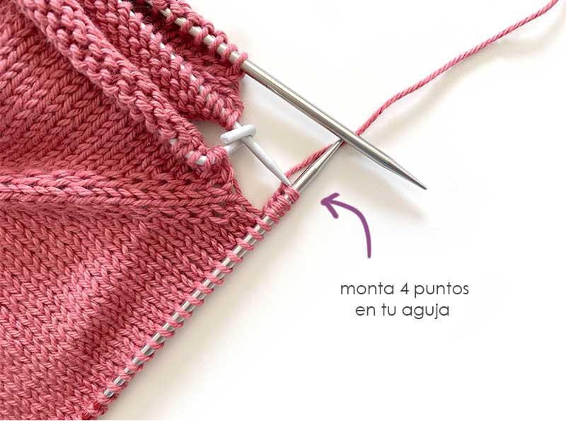 Como tejer la rebeca de punto SANDÍA - Patrón y Tutorial - monta los puntos de la sisa