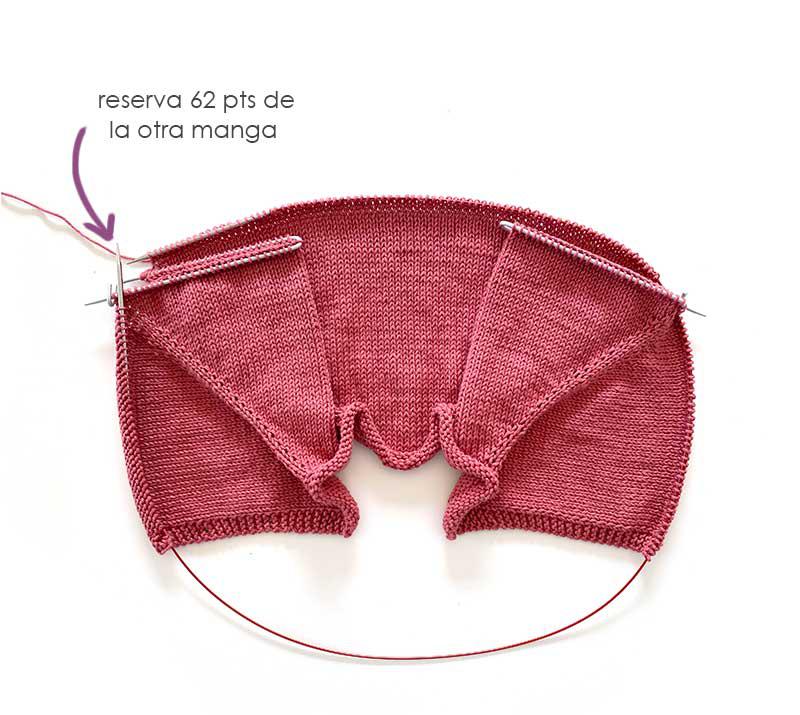 Como tejer la rebeca de punto SANDÍA - Patrón y Tutorial- Reserva los puntos de la otra manga