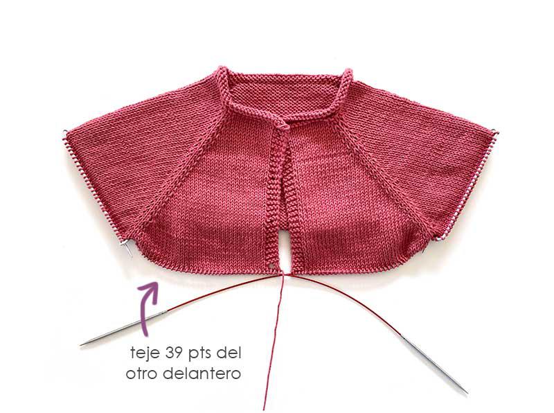 Como tejer la rebeca de punto SANDÍA - Patrón y Tutorial- Separa los puntos del otro delantero