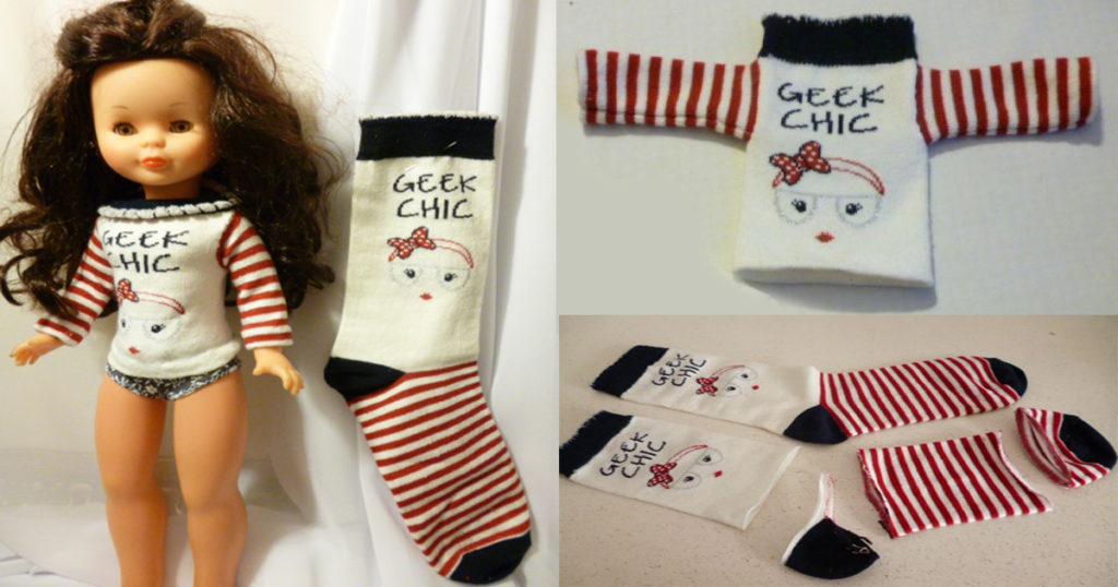 Transforma calcetines en ropa para muñecas