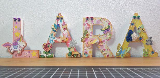 Nombre LARA de madera blanca decorado - Patricienta Art