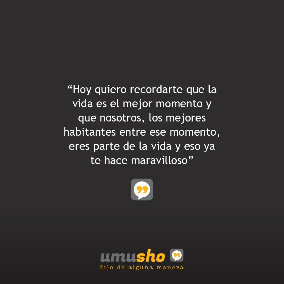 Hoy quiero recordarte que la vida es el mejor momento y que nosotros, los mejores habitantes entre ese momento, eres parte de la vida y eso ya te hace maravilloso.