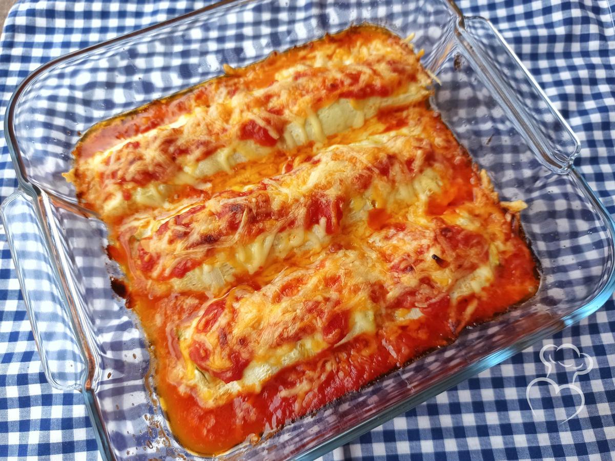 Calabacín relleno de atún y mozzarella