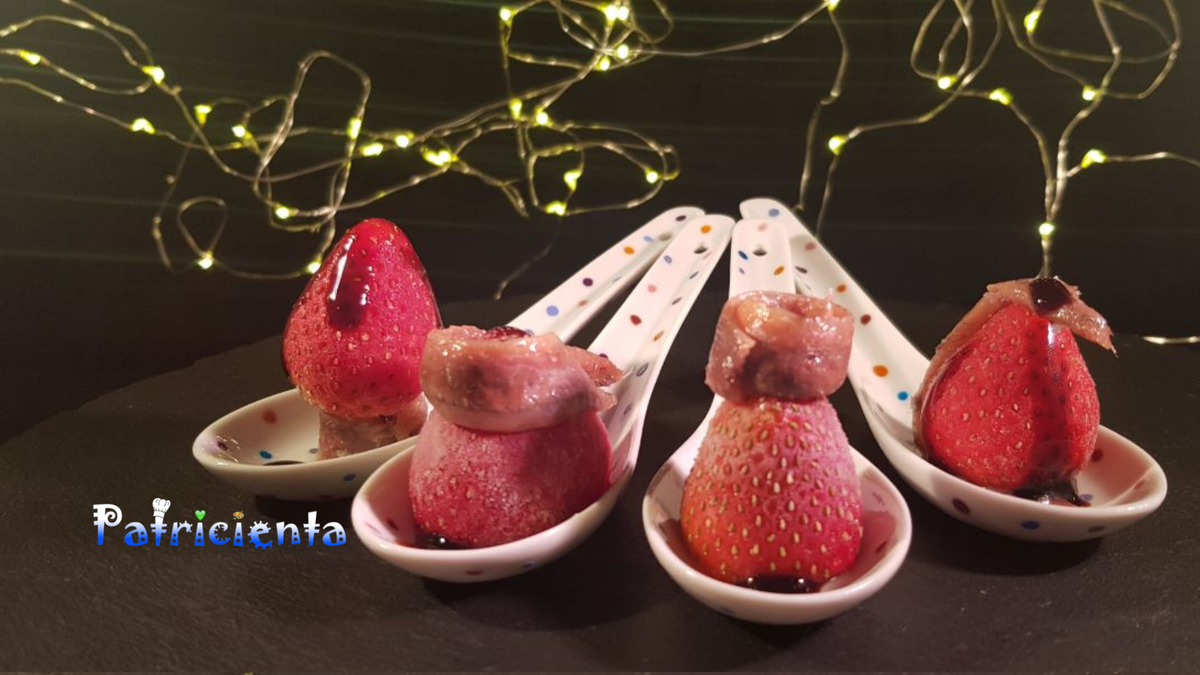 Aperitivo original y fácil de fresas con anchoas. Patricienta Cook