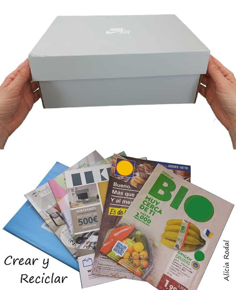 En este tutorial aprenderás una técnica sencilla de como forrar o decorar cajas de cartón con la técnica collage, de una forma fácil, con un nivel básico, para principiantes. Además, lo haremos con papel de revistas, catálogos, folletos o periódico de colores. Diy