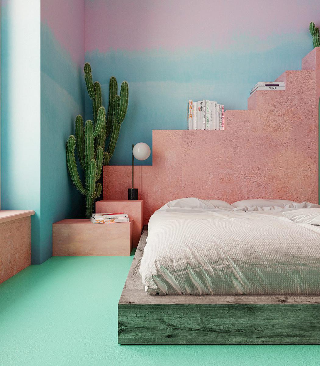 Decorar con rosa y verde.