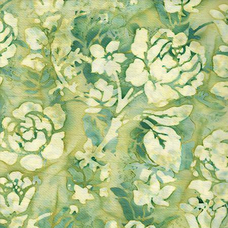Tela batik rosas verde