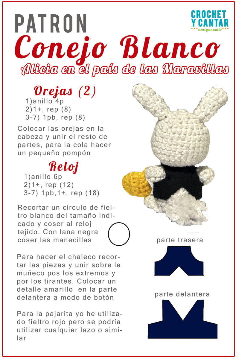 patron amigurumi conejo espalda