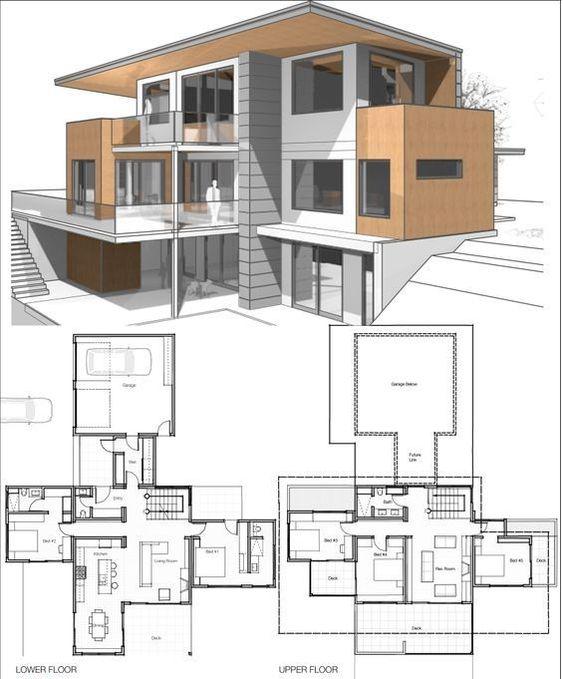 Planos de casas grandes modernas
