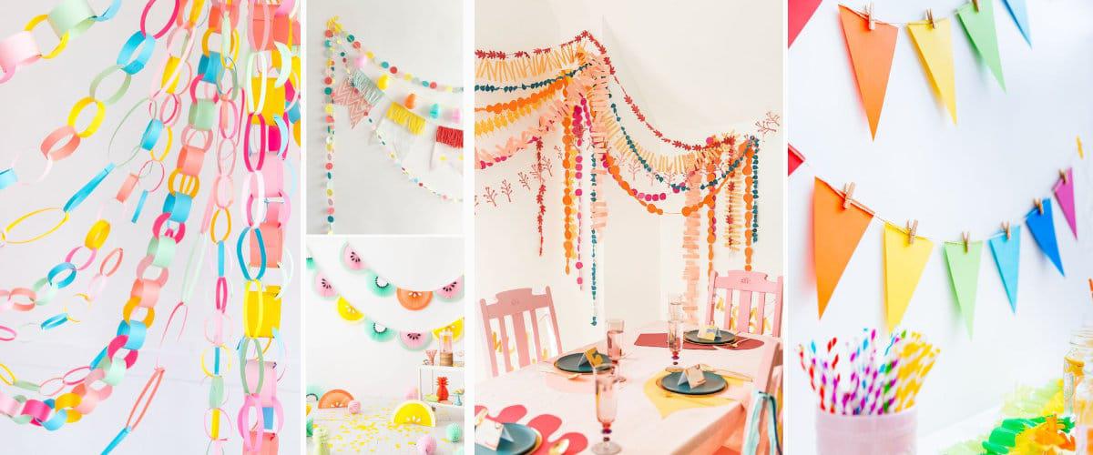 Guirnaldas multivcolor para alegrar paredes y techo